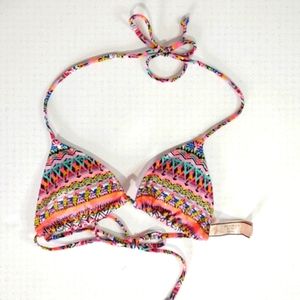 NWT Victoria's Secret Teeny Triangle Multi Colored Pattern Bikini Top XS